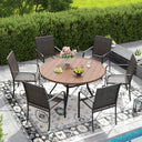 Vicllax 7 Pieces Outdoor Dining Set, 47.2"Round Table and 6 Stackable Metal  Armchairs