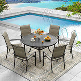 Vicllax 5/7/9 Pcs Outdoor Dining Set, Round Metal Table and Stackable Padded Chair