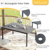 Vicllax 7 Pieces Outdoor Dining Set with Metal Rectangular Table and Stackable Sling Chair