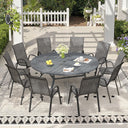 Vicllax 11 PCS Patio Dining Table Set, 60" Round Metal Table and Horizon Stackable Chair