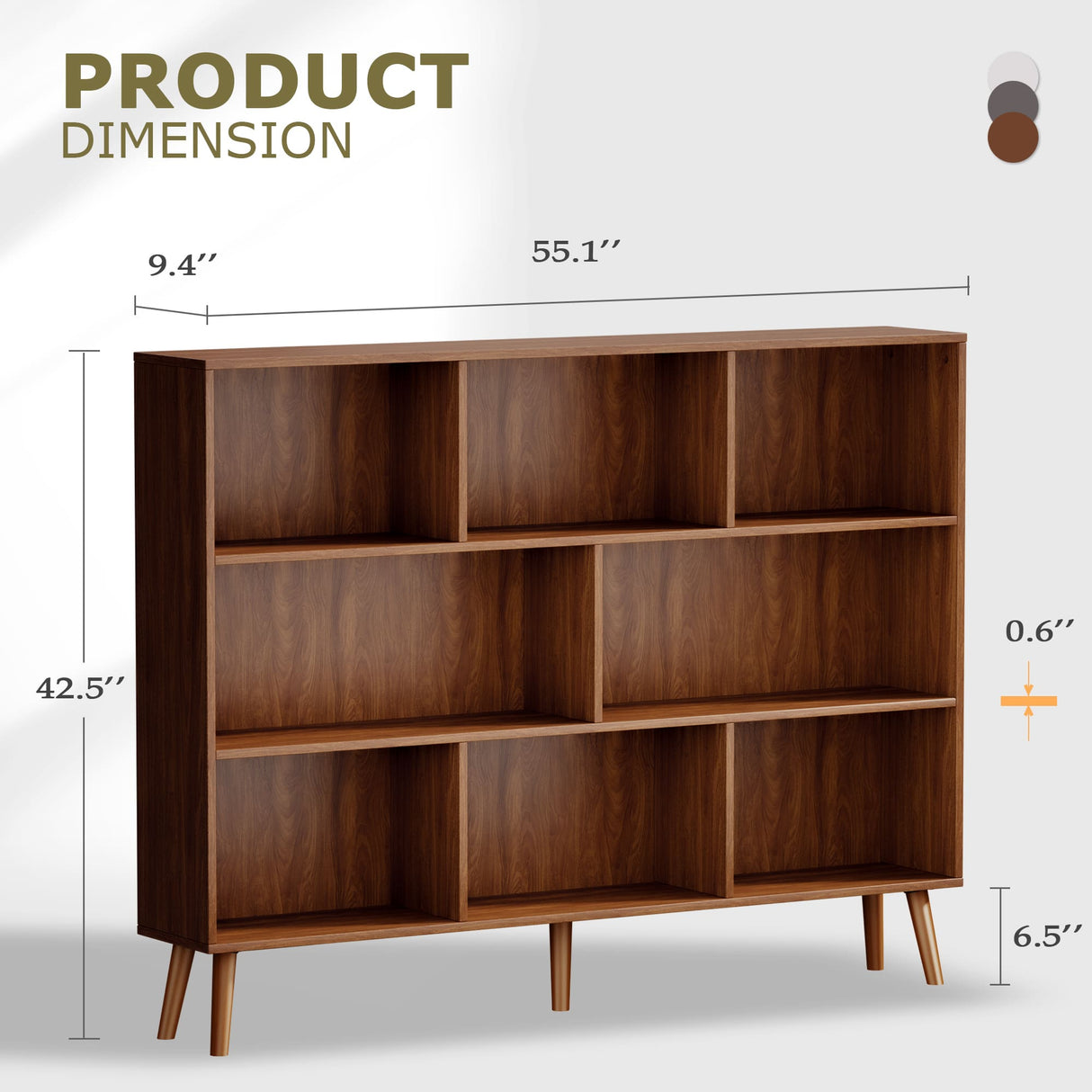 Vicllax Open Bookshelf with Legs, Storage Cube Floor Standing Display Shelf