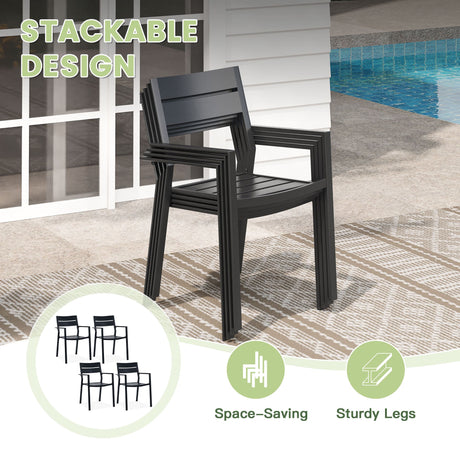 Vicllax 5 Pieces Outdoor Dining Set with 41" Round Metal Table and Armrest Chairs