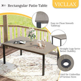 Vicllax 7 Pieces Outdoor Dining Set with Metal Rectangular Table and Stackable Sling Chair