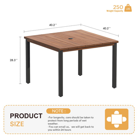 Vicllax Juego de comedor para patio al aire libre de 7 piezas con sillas apilables de textileno y mesa de comedor curvada