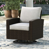 Vicllax Patio Sofa, Wicker Swivel Sofa Chairs, Rattan Sun-Drenched Lounge Seating