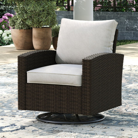 Vicllax Patio Sofa, Wicker Swivel Sofa Chairs, Rattan Sun-Drenched Lounge Seating