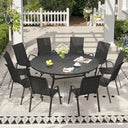 Vicllax 11 PCS Patio Dining Table Set, 60" Round Metal Table and Horizon Stackable Chair