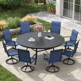 Vicllax Outdoor Dining Set for 8 People, Patio 60" Round Table with 8 Swivel Chairs