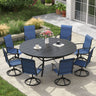Vicllax Outdoor Dining Set for 8 People, Patio 60" Round Table with 8 Swivel Chairs