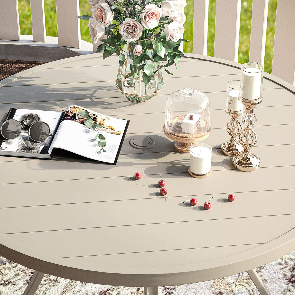 Vicllax 7 Pieces Outdoor Dining Set with 48" Round Dining Table and Swivel Chairs