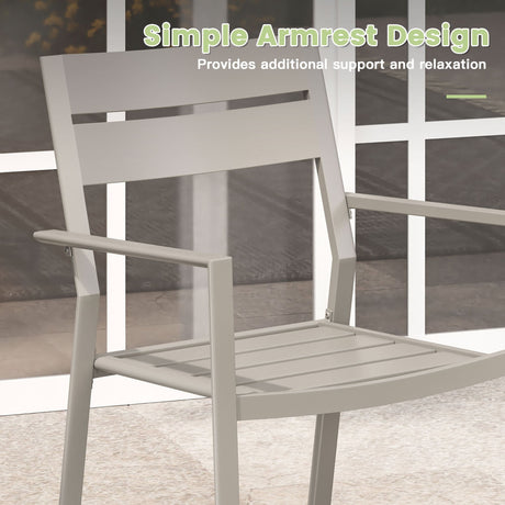 Vicllax 5 Pieces Outdoor Dining Set with 41" Round Metal Table and Armrest Chairs