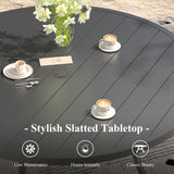 63" Round Metal Outdoor Dining Table for 10 People - Adjustable Umbrella Hole - 5 Colors