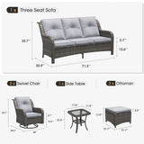 Vicllax 4 Pieces Patio Wicker Oasis Lounge Set, 3-Seater with Ottoman