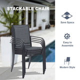 Vicllax Juego de comedor para exterior de 9 piezas con mesa redonda de metal de 54" y sillones de textileno 