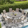 Vicllax 9/11 Pcs Outdoor Dining Set, 53"/ 60" Round Metal Table and Stackable Padded Chair