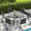 Vicllax 7 Pieces Outdoor Dining Set, 50"Round Table and 6 Stackable Metal  Armchairs
