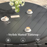 Vicllax 9 PCS Patio Dining Table Set, 60" / 63" Round Metal Table and Sienna Swivel Chairs