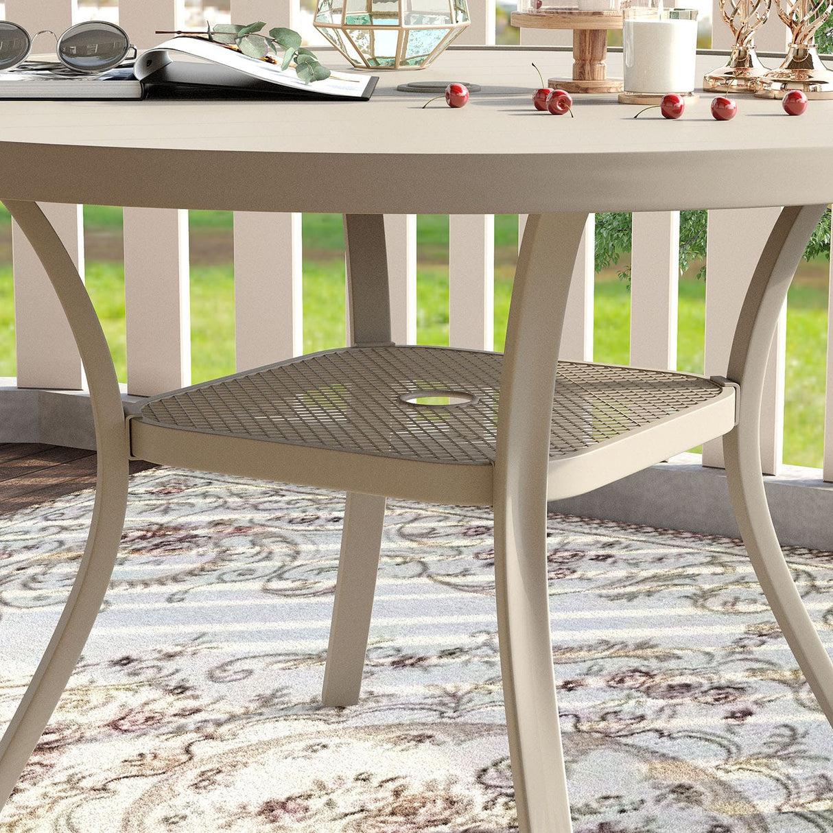 Vicllax 7 Pieces Outdoor Dining Set with 48" Round Dining Table and Swivel Chairs