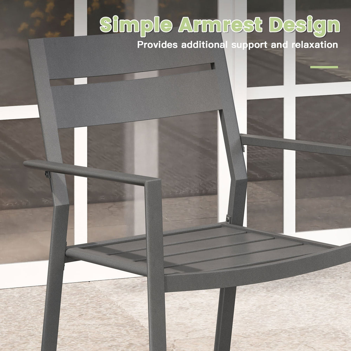 Vicllax 5 Pieces Outdoor Dining Set with 41" Round Metal Table and Armrest Chairs