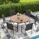 Vicllax 7 Pieces Outdoor Dining Set, 50"Round Table and 6 Stackable Metal  Armchairs