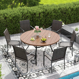 Vicllax 7 Pieces Outdoor Dining Set, 50"Round Table and 6 Stackable Metal  Armchairs