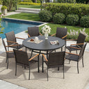 Vicllax 9 Pieces Outdoor Dining Set, 53" Round Table and 8 Stackable Armchairs