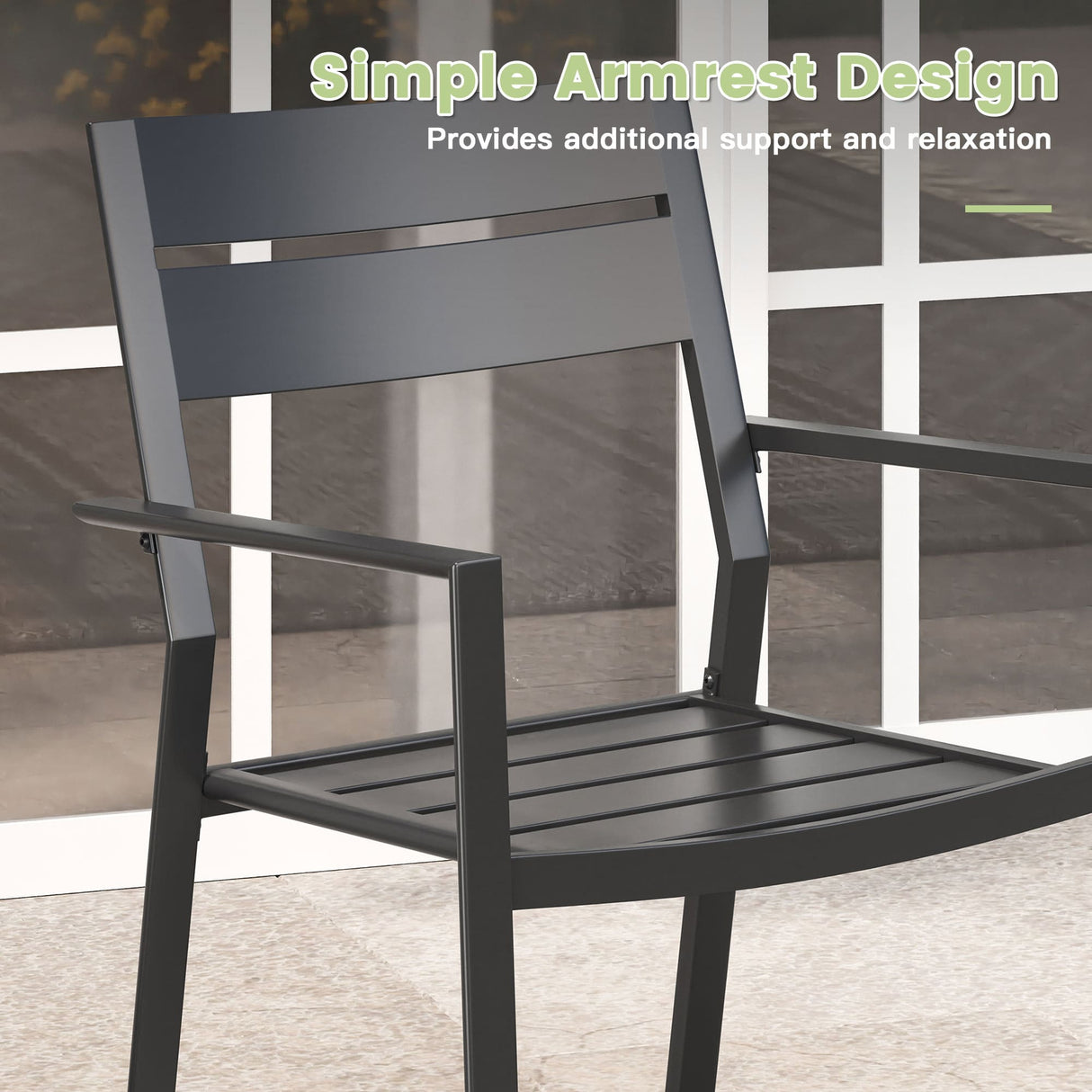 Vicllax 5 Pieces Outdoor Dining Set with 41" Round Metal Table and Armrest Chairs