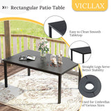 Vicllax 7 Pieces Outdoor Dining Set with Metal Rectangular Table and Stackable Sling Chair