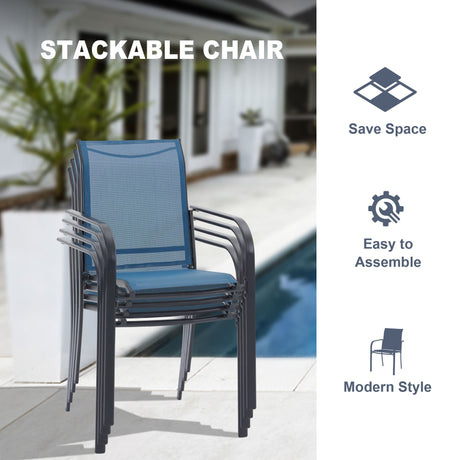 Vicllax Juego de comedor para patio de 5/7 piezas, mesa de metal para exteriores y silla plegable 