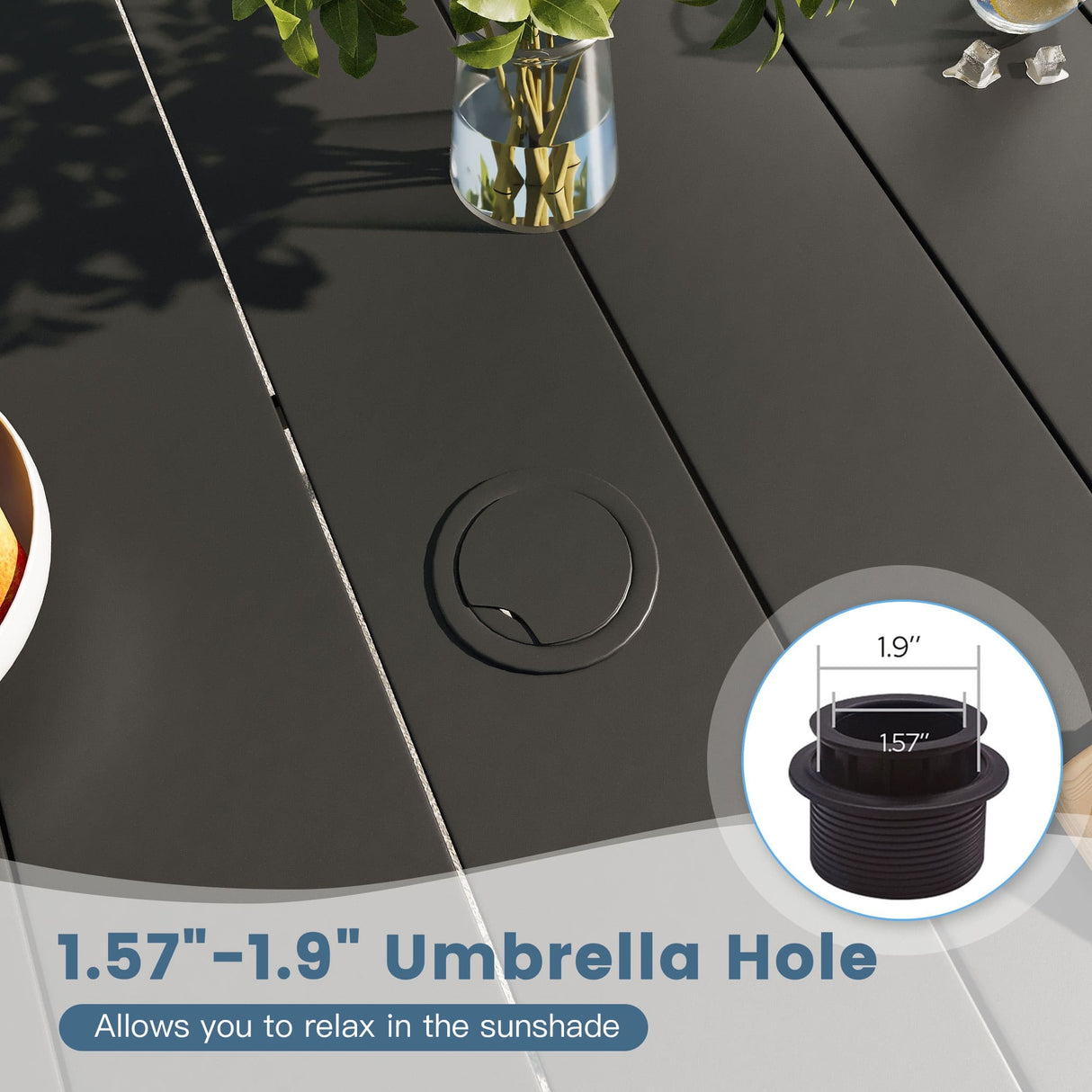 Vicllax 5 Pcs Outdoor Dining Set, Square Metal Table with Storage Shelf and 4 Swivel Chairs