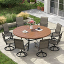 Vicllax Outdoor Dining Set for 8 People, Patio 60" Round Table with 8 Swivel Chairs