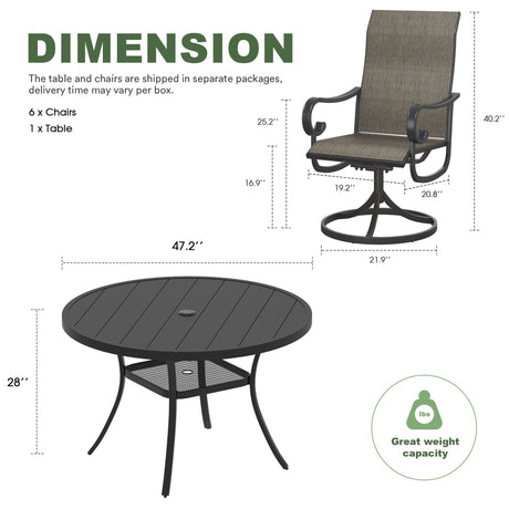 Vicllax 5/7 Pieces Patio Dining Set with Round Dining Table and Swivel Chairs