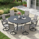 Vicllax Outdoor Dining Set for 8 People, Patio 60" Round Table with 8 Swivel Chairs