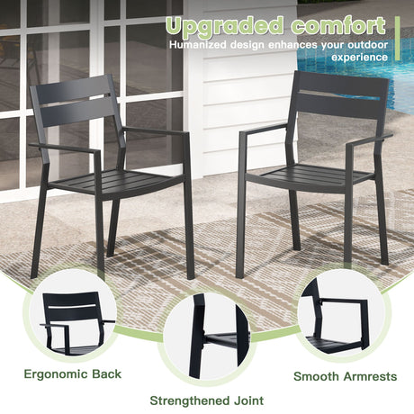 Vicllax 5 Pieces Outdoor Dining Set with 41" Round Metal Table and Armrest Chairs