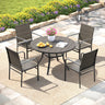 Vicllax Willow Circle 5/7 Pieces Wicker Dining Set, Round Metal Table and Wicker Armchairs