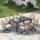 Vicllax 7 pcs Outdoor Dining Set,  Rectangular Metal Table and Solana Swivel Dining Chair