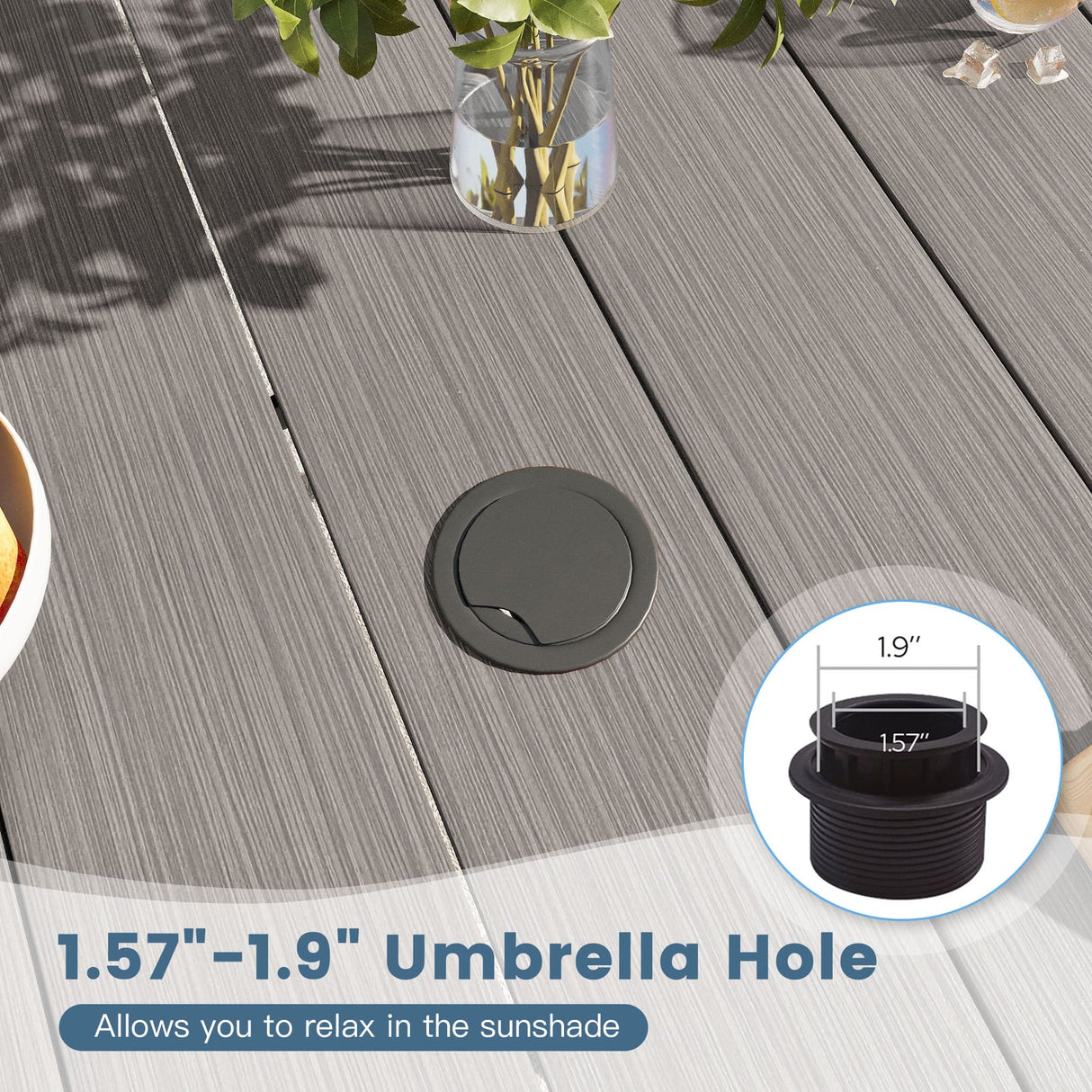 Vicllax 5 Pcs Outdoor Dining Set, Square Metal Table with Storage Shelf and 4 Swivel Chairs