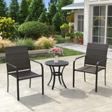 Vicllax 3 Pieces Outdoor Dining Set, 18.5" Outdoor Round /Square Dining Table and 2 Stackable  Armchair, Bistro Set for Garden, Balcony & Backyard