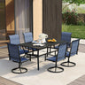 Vicllax 7 Pieces Outdoor Dining Set with Metal Rectangular Table and Swivel Chair