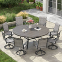 Vicllax Outdoor Dining Set for 8 People, Patio 60" Round Table with 8 Swivel Chairs