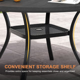 Vicllax Outdoor Plastic Top Patio Wood-Like Grain Round Dining Table for 4/6/8