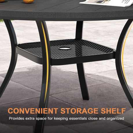 Vicllax Outdoor Dining Table Set of 4/8, Plastic Round Table 41.7" / 56.3" with Swivel Dining Chairs