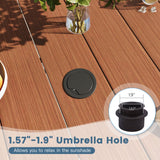 Vicllax 5 Pcs Outdoor Dining Set, Square Metal Table with Storage Shelf and 4 Swivel Chairs