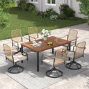 Vicllax 7 pcs Outdoor Dining Set,  Rectangular Metal Table and Solana Swivel Dining Chair