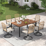 Vicllax 7 pcs Outdoor Dining Set,  Rectangular Metal Table and Solana Swivel Dining Chair
