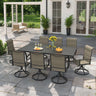 Vicllax 9 Pieces Outdoor Dining Set with Metal Rectangular Table and Padded Swivel Chair