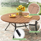 VICLLAX 7/9/11 PCS Patio Dining Table Set, Round Metal Table and Stackable Sling Chair