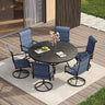 Vicllax 7 Pieces Outdoor Dining Set with 53" Round Dining Table and Swivel Chairs