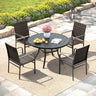 Vicllax Willow Circle 5/7 Pieces Wicker Dining Set, Round Metal Table and Wicker Armchairs