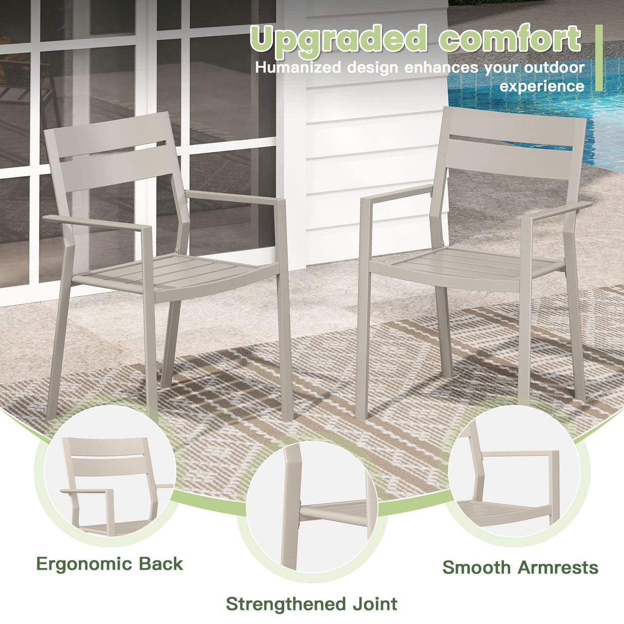 Vicllax 5 Pieces Outdoor Dining Set with 41" Round Metal Table and Armrest Chairs